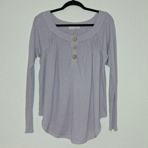 Free people we the free long sleeve tunic henley shirt lilac purple size large